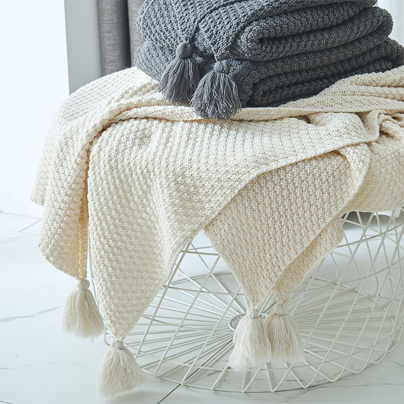 Solid color Knitted Blanket throw