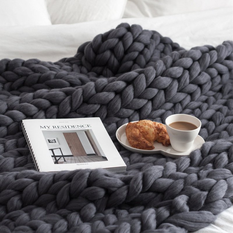 chunky knitted blanket throw