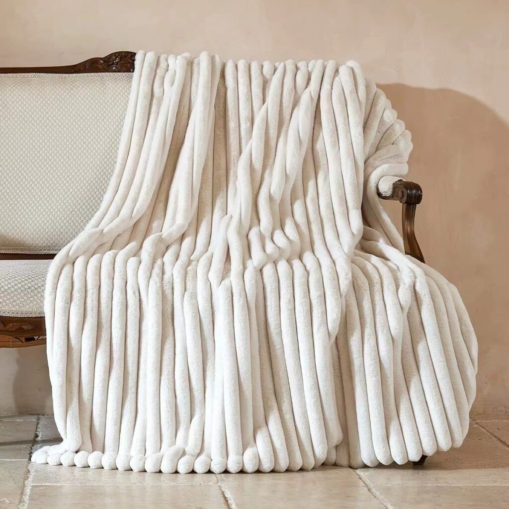 Chunky Stripe Faux Fur Blanket