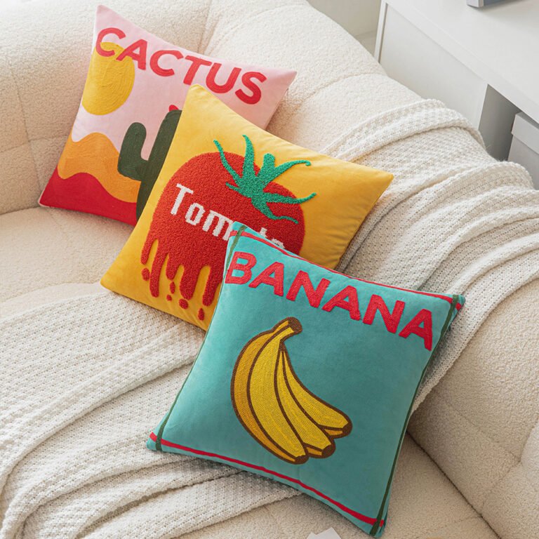 Fruit design embroidery pillow cushion cover