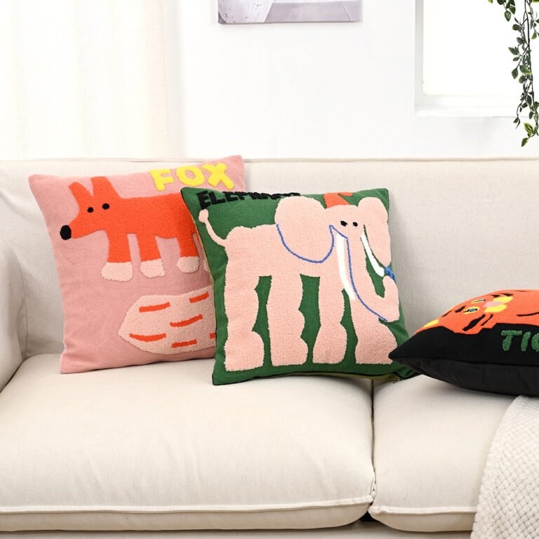 Cute Animal Pattern Embroidery Cushion