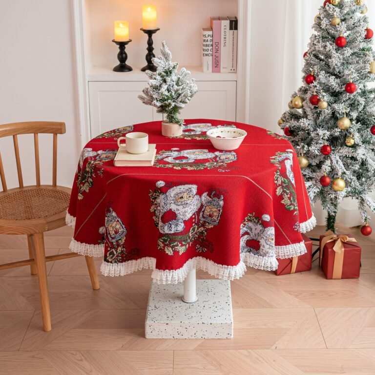 Custom Prining Round Shape Christmas Table Cloth